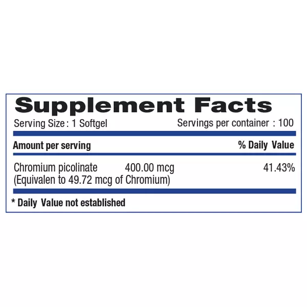 Chromium Picolinate 400 Mcg 100 Softgels Systems