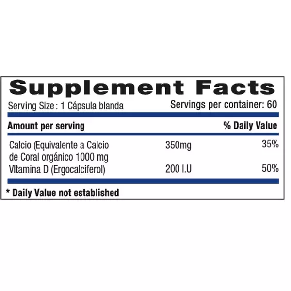 Coral Calcium1.000 Mg + Vitamina D 60 Sofgels Systems