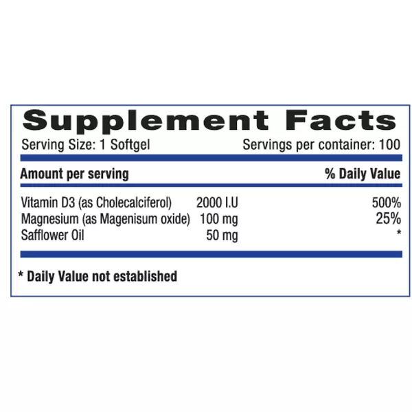 Vitamin D3 Plus Magnesium 100 Softgels Systems