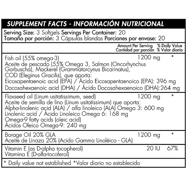 Triple Omega 3-6-9 1200mg 60 Softgels Healthy America