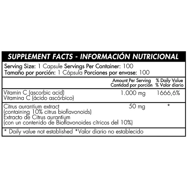 Vitamina C 1000mg Bioflavonoides 100cápsulas Healthy América