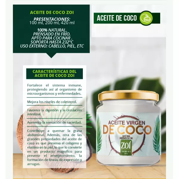 Aceite Virgen De Coco Zoí