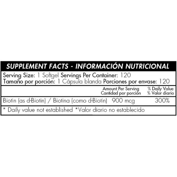 Biotin 900 Mcg 120 Sofgels Healthy América