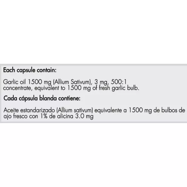 Garlic 1500 Mg 100 Sofgels Healthy América